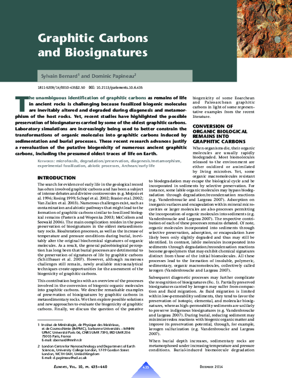 (PDF) Graphitic Carbons and Biosignatures