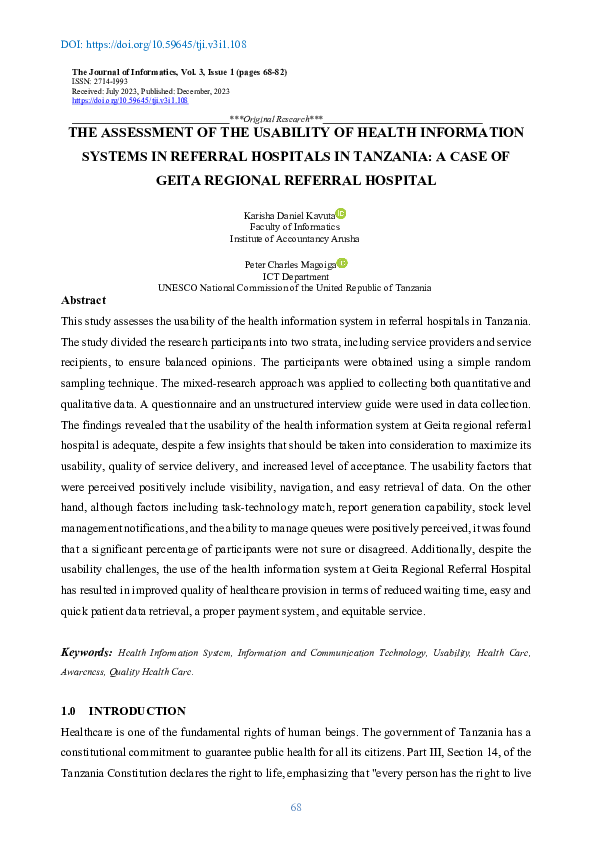 (PDF) THE ASSESSMENT OF THE USABILITY OF HEALTH INFORMATION SYSTEMS IN ...