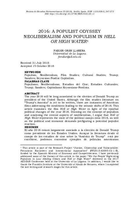 (PDF) 2016: A Populist Odyssey: Neoliberalism and Populism in Hell or ...