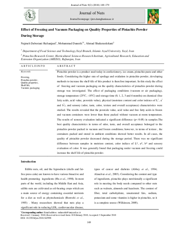 (PDF) The effect of the different packaging and storage conditions on ...