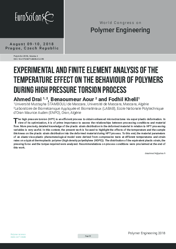(PDF) Experimental and finite element analysis of the temperature ...