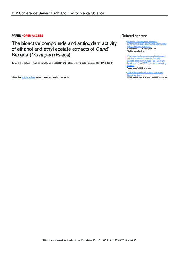(PDF) The bioactive compounds and antioxidant activity of ethanol and ...
