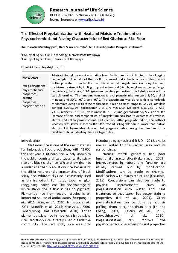 (PDF) The Effect of Pregelatinization with Heat and Moisture Treatment ...