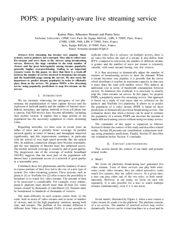 (PDF) POPS: A popularity-aware live streaming service