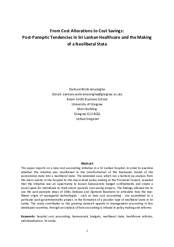 (PDF) From Cost Allocations to Cost Savings: Post-Panoptic Tendencies ...