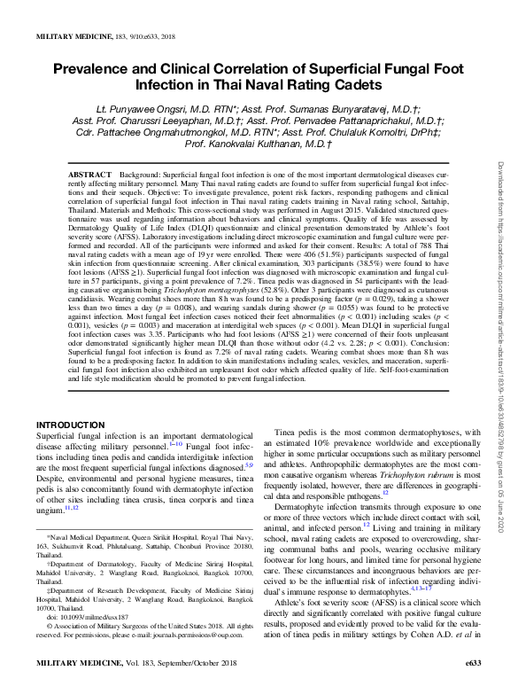 (PDF) Prevalence and Clinical Correlation of Superficial Fungal Foot ...