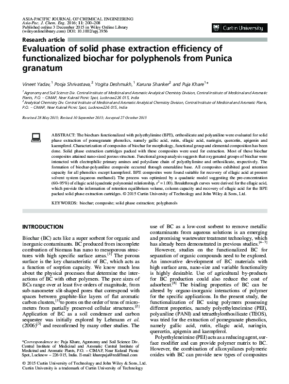 (PDF) Evaluation of solid phase extraction efficiency of functionalized ...