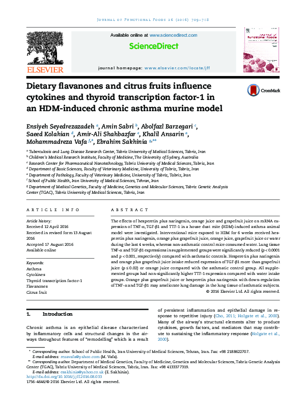 (PDF) Dietary flavanones and citrus fruits influence cytokines and ...