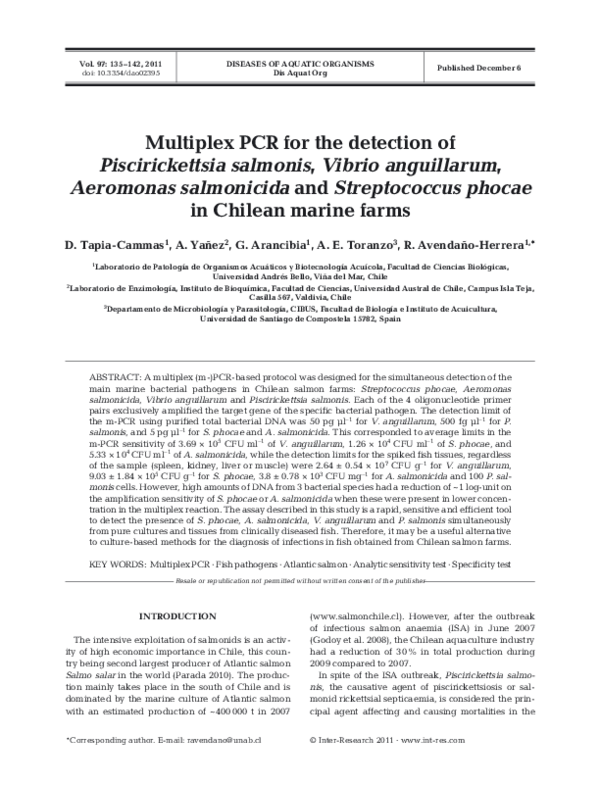 (PDF) Multiplex PCR for the detection of Piscirickettsia salmonis ...