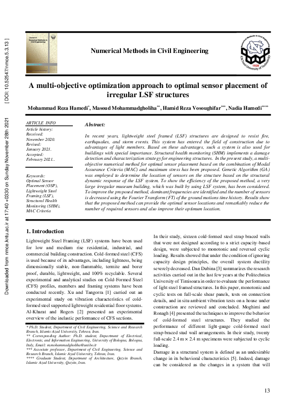 (PDF) A multi-objective optimization approach to optimal sensor ...