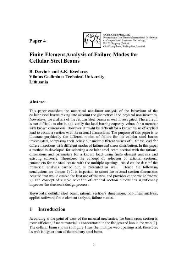 (PDF) Finite Element Analysis of Failure Modes for Cellular Steel Beams