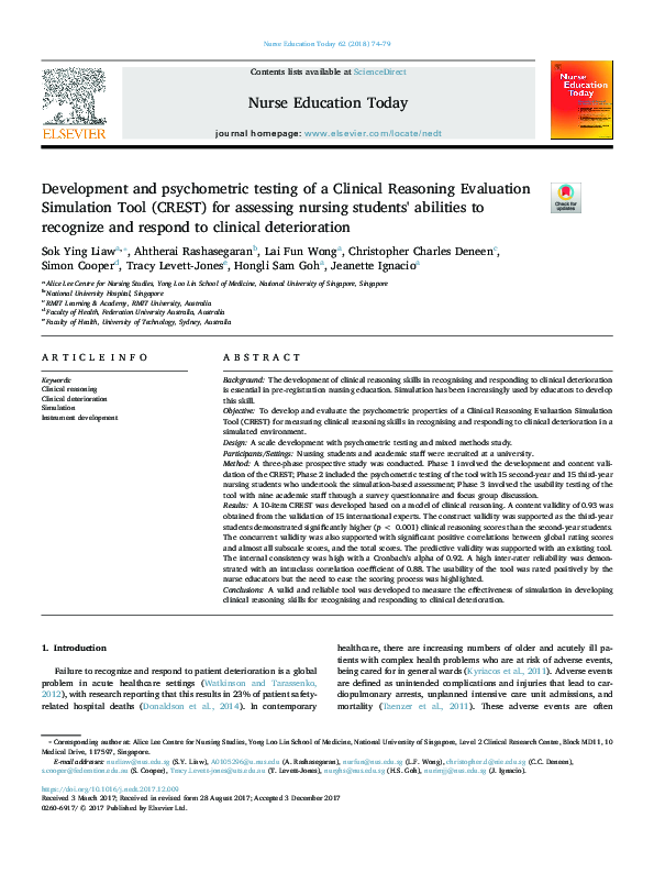 (PDF) Development and psychometric testing of the Clinician Readiness ...