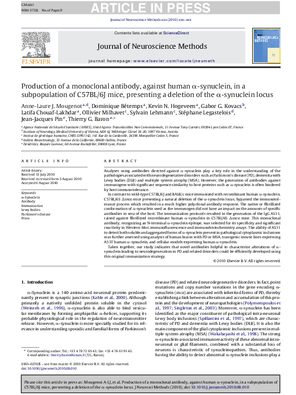 (PDF) Production of Monoclonal Antibody against Human Nestin