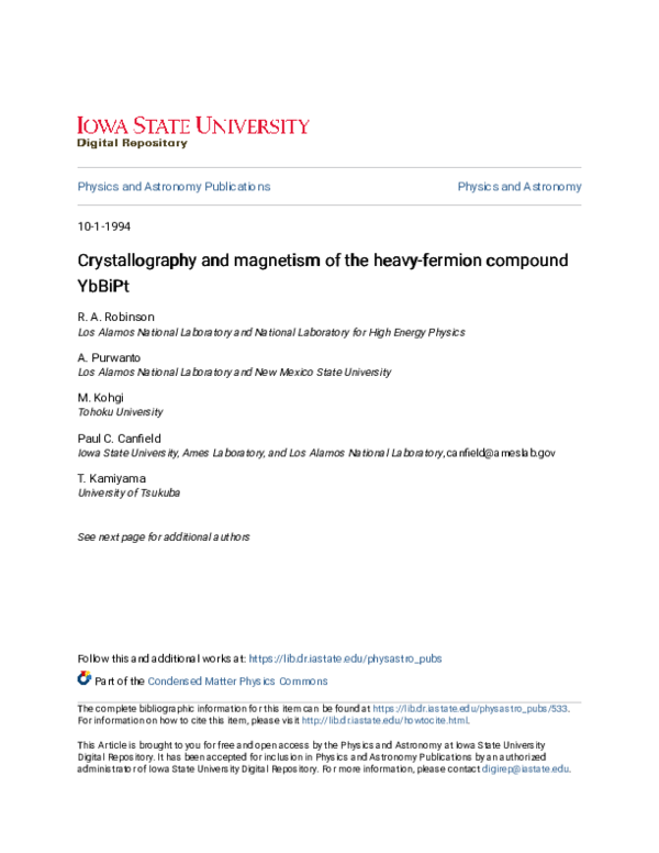 (PDF) New Insights on YbBiPt's Structure and Magnetism
