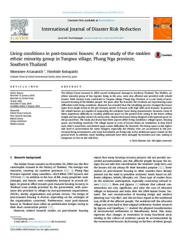 (PDF) Living conditions in post-tsunami houses: A case study of the ...