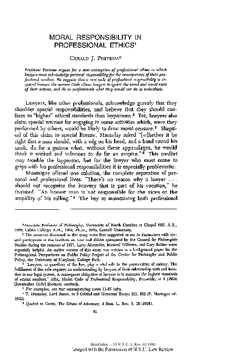 (PDF) Moral Responsibility in Professional Ethics