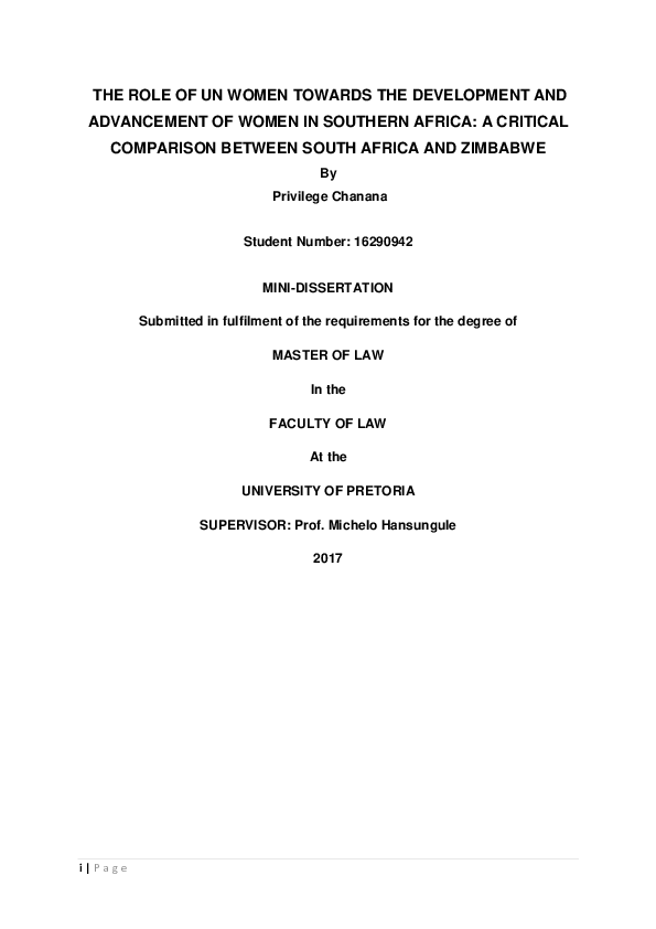 (PDF) THE ROLE OF UN WOMEN TOWARDS THE DEVELOPMENT AND ADVANCEMENT OF ...