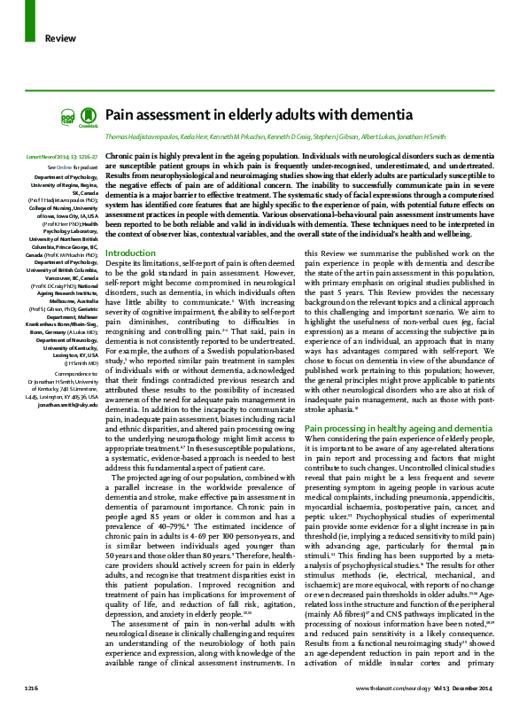 (PDF) Pain assessment in elderly adults with dementia