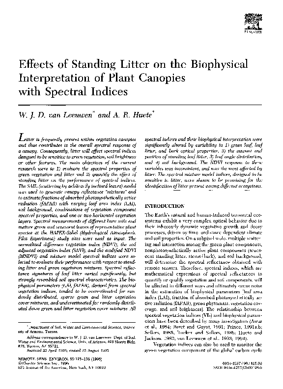(PDF) Effects of standing litter on the biophysical interpretation of ...