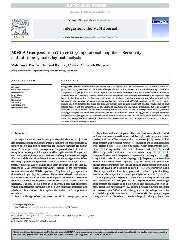 (PDF) MOSCAP compensation of three-stage operational amplifiers ...