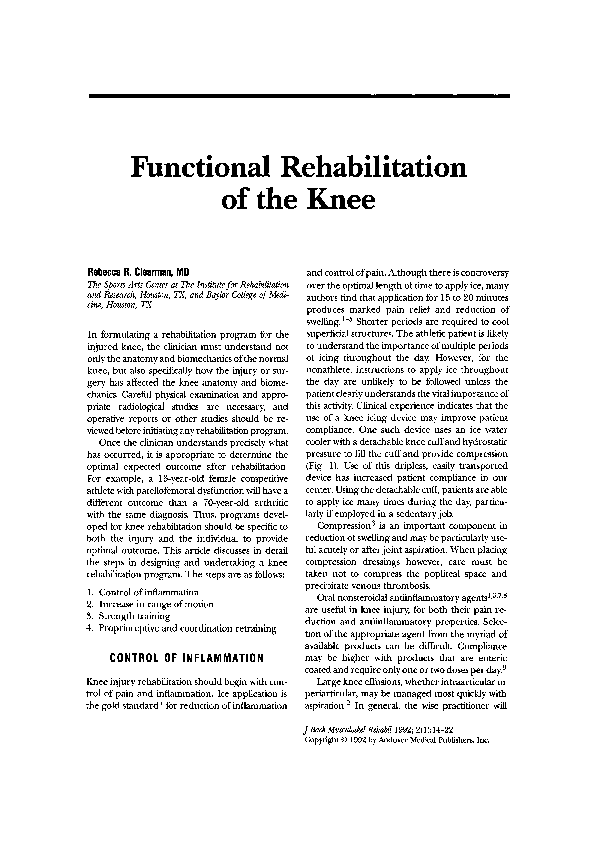 (PDF) Functional Rehabilitation of the Knee