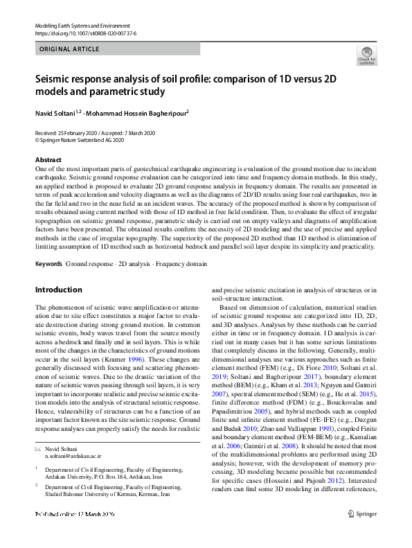 (PDF) Seismic response analysis of soil profile: comparison of 1D ...