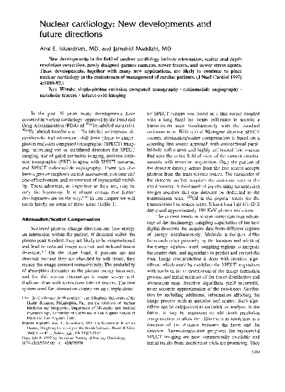 (PDF) Nuclear cardiology: New developments and future directions