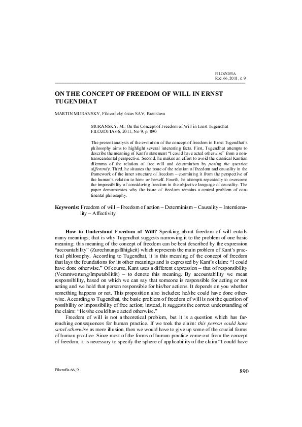 (PDF) On the Concept of Freedom of Will in Ernst
