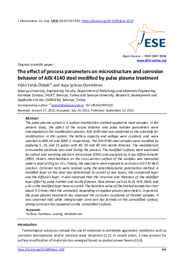 (PDF) The effect of process parameters on microstructure and corrosion ...