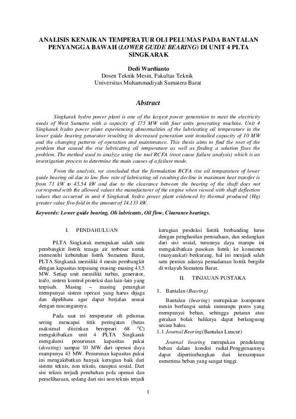 (PDF) Analisis Kenaikan Temperatur Pada Bantalan Penyangga Radial ...