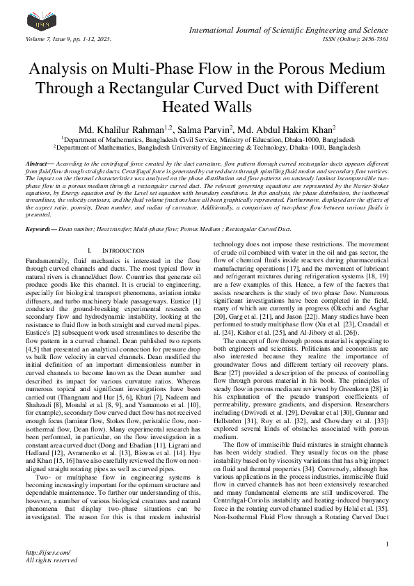 (PDF) Analysis on Multi-Phase Flow in the Porous Medium Through a ...