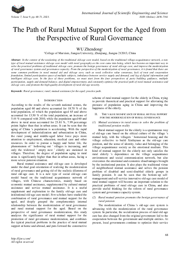 (PDF) The Path of Rural Mutual Support for the Aged from the ...