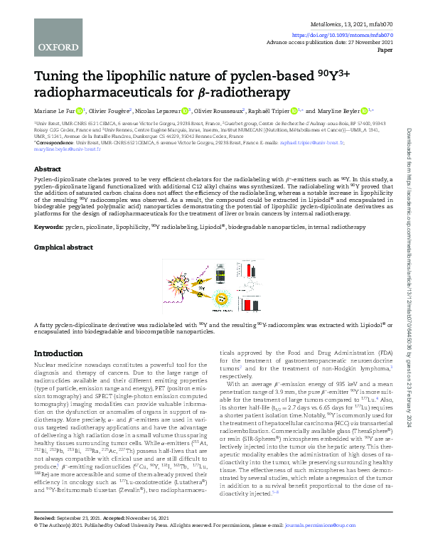 (PDF) Tuning the lipophilic nature of pyclen-based 90Y3 ...