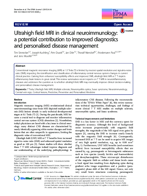 (PDF) Ultrahigh field MRI in clinical neuroimmunology: a potential ...