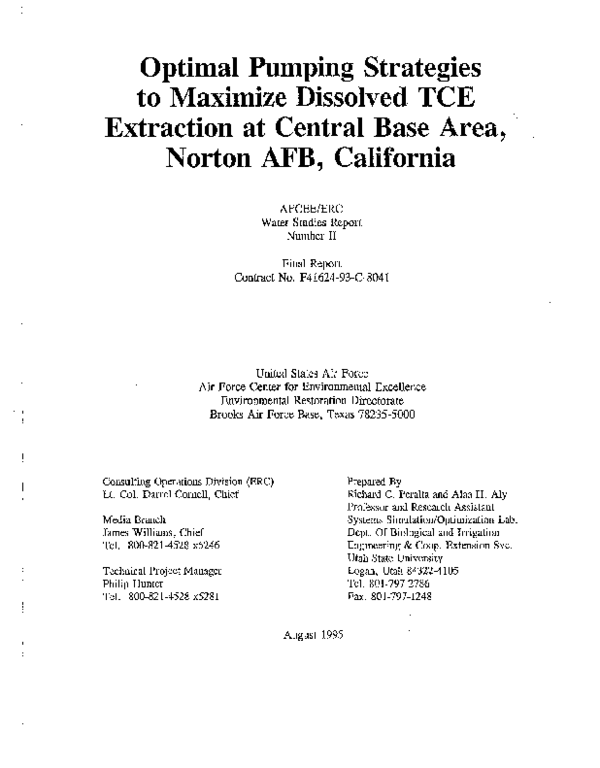 (PDF) Optimal Pumping Strategies to Maximize Dissolved TCE Extraction ...