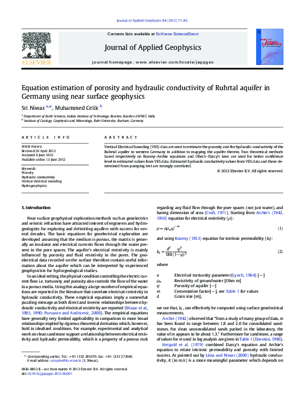 (PDF) Equation estimation of porosity and hydraulic conductivity of ...