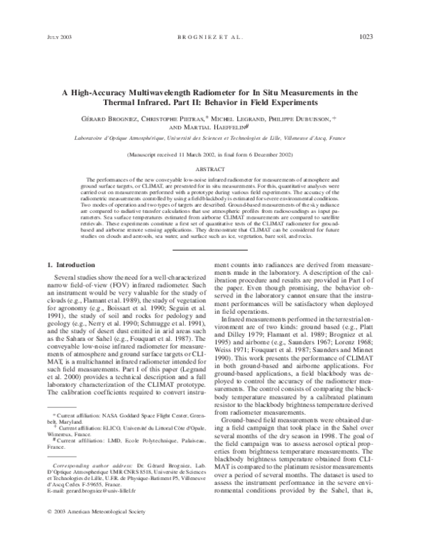 (PDF) A High-Accuracy Multiwavelength Radiometer for In Situ ...