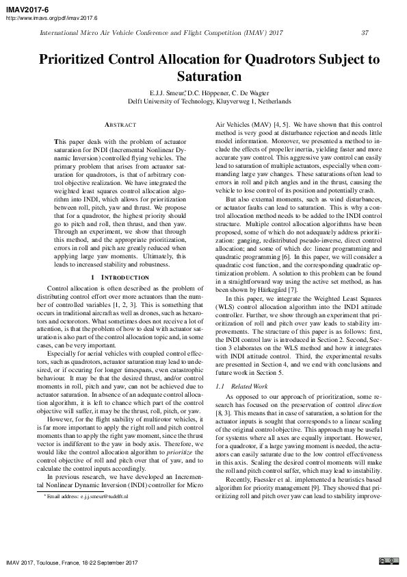 (PDF) Prioritized Control Allocation for Quadrotors Subject to Saturation