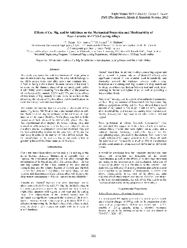 (PDF) Effects of Cu, Mg, and Sr Additions on the Mechanical Properties ...