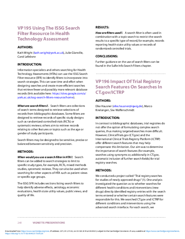 (PDF) VP195 Using The ISSG Search Filter Resource In Health Technology ...