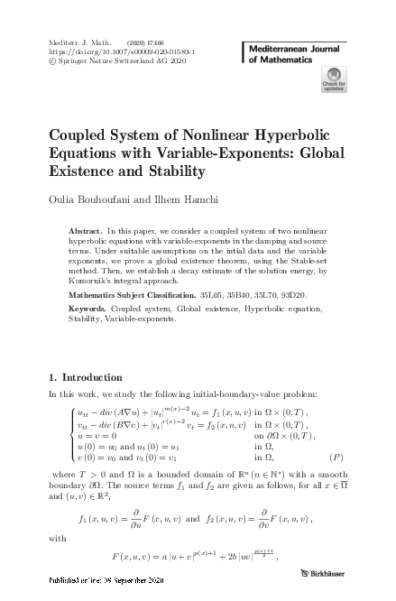 (PDF) Coupled System of Nonlinear Hyperbolic Equations with Variable ...