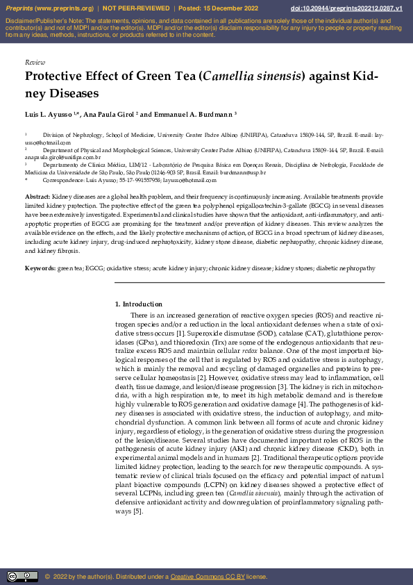 (PDF) Protective Effect of Green Tea ( Camellia sinensis ) against ...