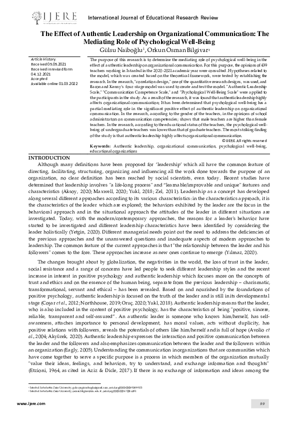 (PDF) The Effect Of Authentic Leadership On Organizational ...