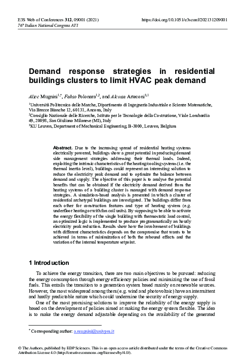 (PDF) Demand response strategies in residential buildings clusters to ...