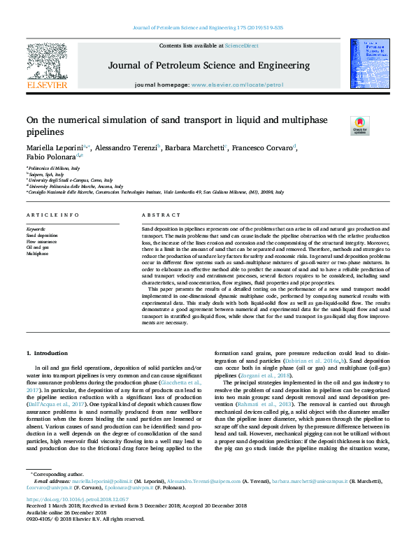 (PDF) On the numerical simulation of sand transport in liquid and ...