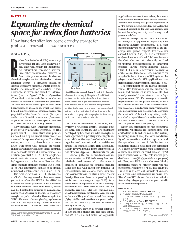 (PDF) BATTERIES. Expanding the chemical space for redox flow batteries