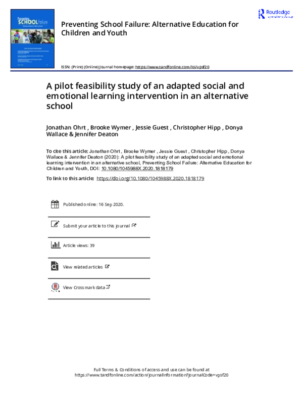(PDF) A pilot feasibility study of an adapted social and emotional ...