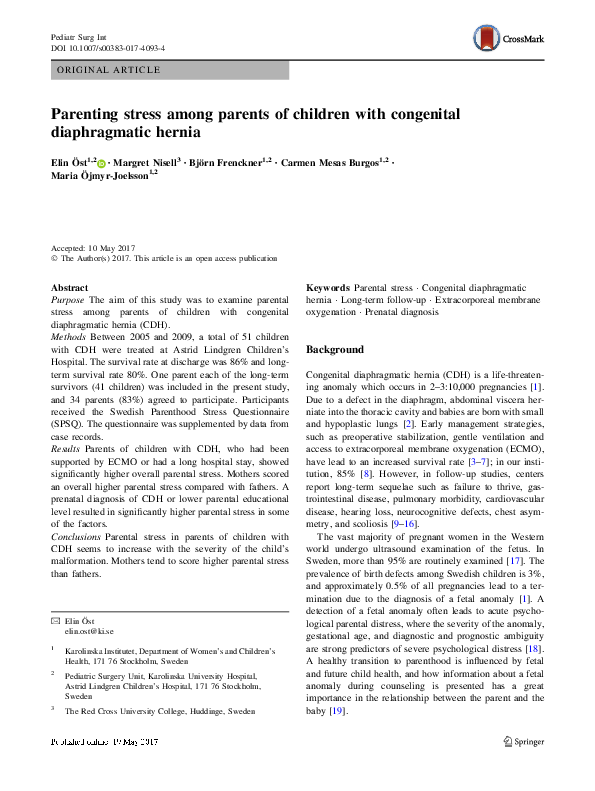 (PDF) Parenting stress among parents of children with ...