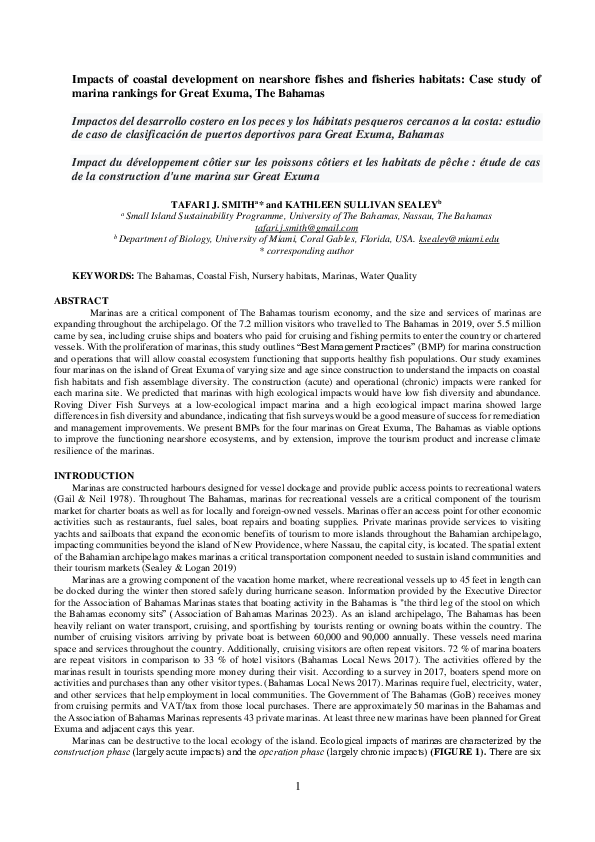 (PDF) Impacts of coastal development on nearshore fishes and fisheries ...
