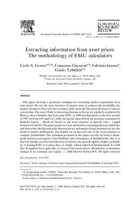 (PDF) Extracting information from asset prices: The methodology of EMU ...